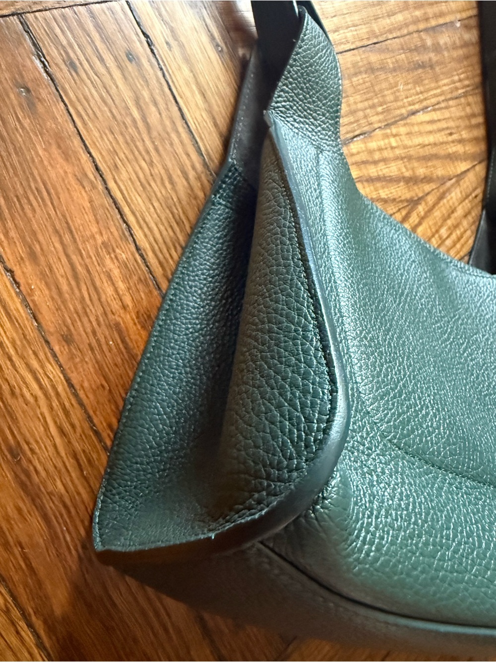 Cuyana RARE Bottle Green Double Loop Pebbled Leather Bag, Excellent Condition - Picture 15 of 16